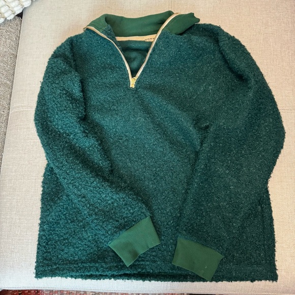 DONNI. Curly Half Zip Pullover in Green S - Picture 5 of 9
